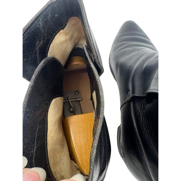Vintage Handmade Black Leather Pull On Ankle Boots Spain with Shoe Tree - 7D main image 16